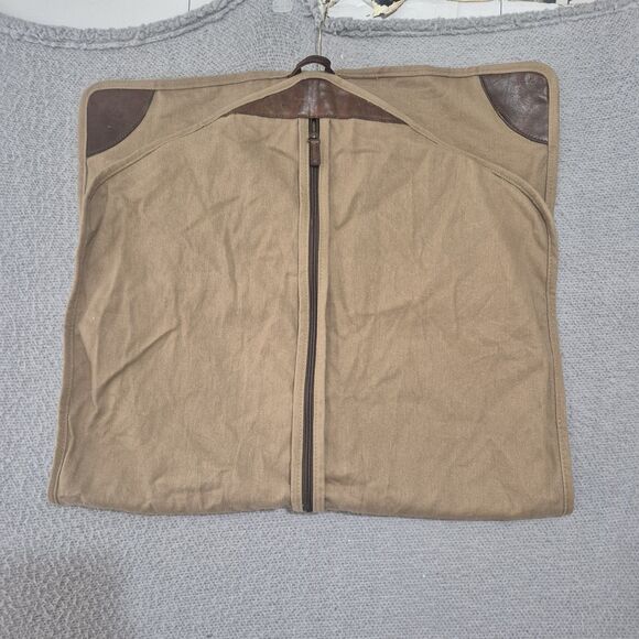 Moore & Giles Leather Canvas Tan Full Zip Travel Garment Sleeve - Picture 5 of 7